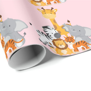 Papier Cadeau Papier à envelopper pour bébés animaux de la jungl