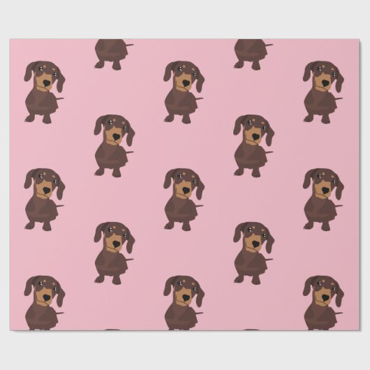 Papier Cadeau Papier à envelopper pour chien à saucisse rose mou (Plat)