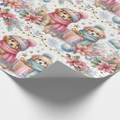 Papier Cadeau Papier à envelopper pour chiots de Noël tendance (Coin)