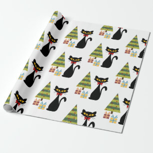 Papier Cadeau Papier à envelopper pour le chat de Noël du milieu