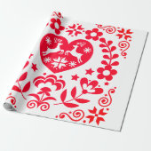 Papier Cadeau Papier à envelopper RED SCANDINAVIAN NOËL DESIGN (Déroulé)