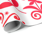 Papier Cadeau Papier à envelopper RED SCANDINAVIAN NOËL DESIGN (Coin rond)