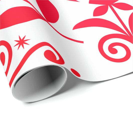 Papier Cadeau Papier à envelopper RED SCANDINAVIAN NOËL DESIGN (Coin rond)