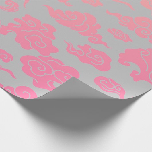 Papier Cadeau Papier à envelopper ROSE NUAGE MOTIF CHINOIS (Coin)