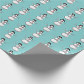 Papier Cadeau Papier à envelopper rose rétro et aqua (Coin)