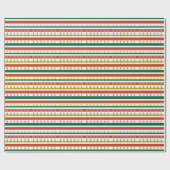 Papier Cadeau Papier à envelopper rouge rétro, rayures de jouets (Plat)