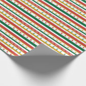 Papier Cadeau Papier à envelopper rouge rétro, rayures de jouets (Coin)