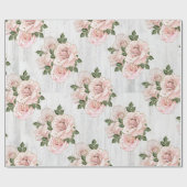 Papier Cadeau Papier à envelopper Rouleau 6' Rustic Blush Roses (Plat)