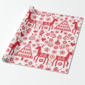Papier Cadeau Papier à envelopper SCANDINAVIAN NOËL MOTIF ROUGE (Déroulé)