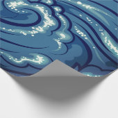 Papier Cadeau Papier à envelopper VAGUES JAPONAISES EN BLEU (Coin)