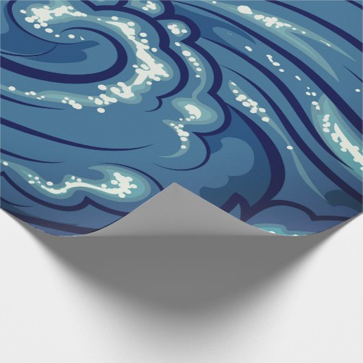 Papier Cadeau Papier à envelopper VAGUES JAPONAISES EN BLEU (Coin)