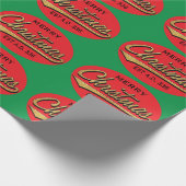 Papier Cadeau Papier à envelopper Vert/Rouge "Retro Joyeux Noël" (Coin)