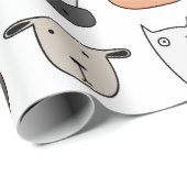 Papier Cadeau Papier à envelopper - Visages animaux (Coin rond)