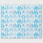 Papier Cadeau Papier à enveloppes - Eléphants Bleus (Plat)