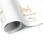Papier Cadeau Papier à lettres de douche de mariée à monogramme (Coin rond)