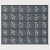 Papier Cadeau Papier à Mariage à papillon bleu rustique (Plat)