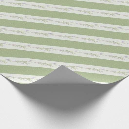 Papier Cadeau Papier à Mariage vert blanc à rayures (Coin)