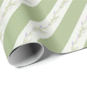 Papier Cadeau Papier à Mariage vert blanc à rayures (Coin rond)