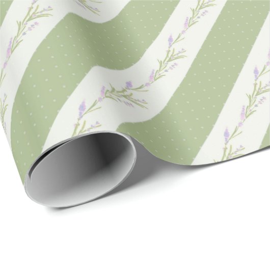 Papier Cadeau Papier à Mariage vert blanc à rayures (Coin rond)