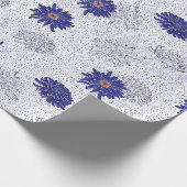 Papier Cadeau Papier à motif à fleurs bleu japonais (Coin)
