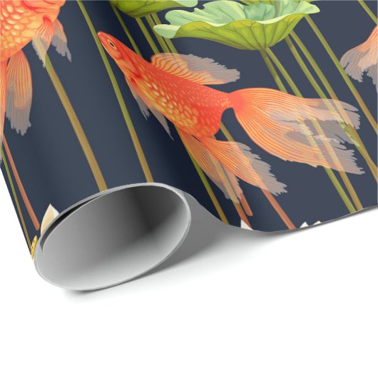 Papier Cadeau Papier à Motif de poisson d'or (Coin rond)