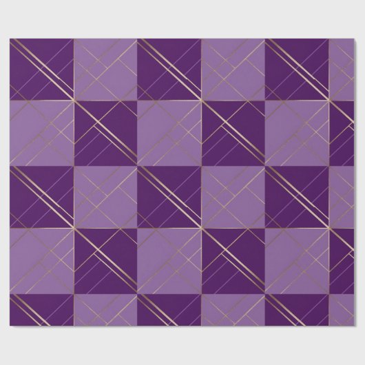 Papier Cadeau Papier à motif géométrique violet or (Plat)