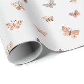 Papier Cadeau Papier à Motif Papier à Papillon Tone Chaud (Coin rond)