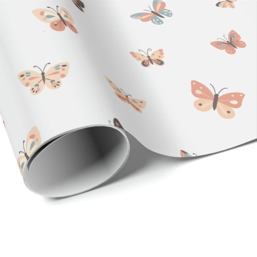 Papier Cadeau Papier à Motif Papier à Papillon Tone Chaud (Coin rond)