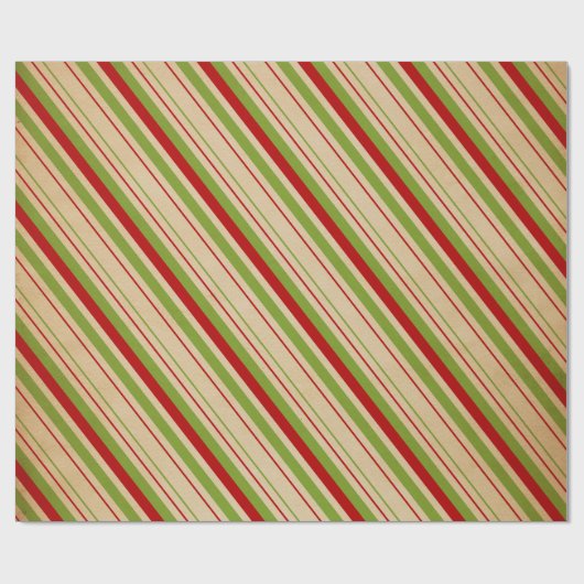 Papier Cadeau Papier à Motif rayé vert rouge (Plat)