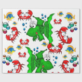 Papier Cadeau Papier à papier glacé Poisson Crabes Ocean Beach (Plat)
