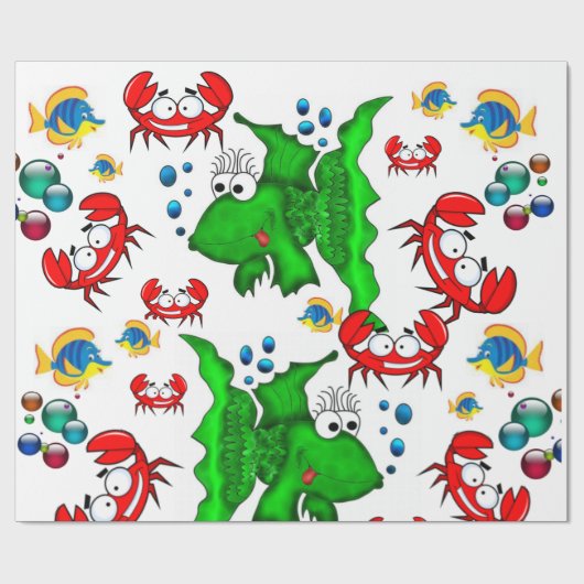 Papier Cadeau Papier à papier glacé Poisson Crabes Ocean Beach (Plat)