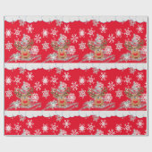 Papier Cadeau Papier à pinceau de Noël Rouge (Plat)