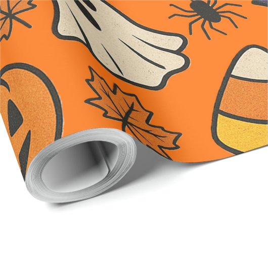 Papier Cadeau Papier à rapper d'Halloween (Coin rond)