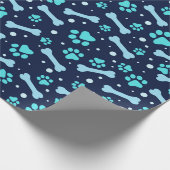 Papier Cadeau Papier Amoureux des chiens - Papiers et os bleus (Coin)