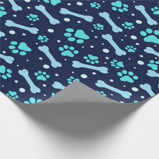 Papier Cadeau Papier Amoureux des chiens - Papiers et os bleus (Coin)