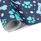 Papier Cadeau Papier Amoureux des chiens - Papiers et os bleus (Coin rond)