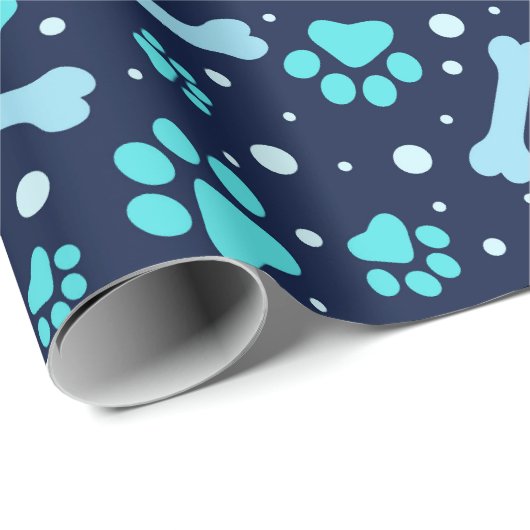 Papier Cadeau Papier Amoureux des chiens - Papiers et os bleus (Coin rond)
