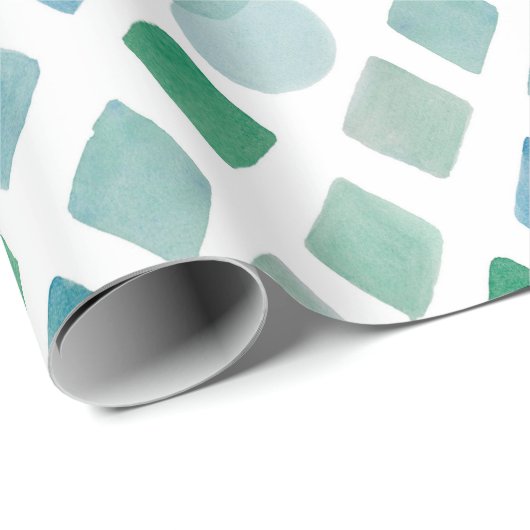 Papier Cadeau Papier aquarelle sans couture sur fond blanc avec (Coin rond)