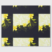 Papier Cadeau Papier Arrière - plan jaune Floral (Plat)