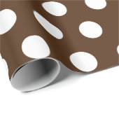 Papier Cadeau Papier blanc et foncé Brown Polka Dot (Coin rond)