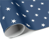 Papier Cadeau Papier Blanc Étoiles En Bleu (Coin rond)