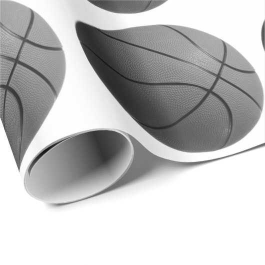 Papier Cadeau Papier blanc noir à envelopper de basket-ball (Coin rond)