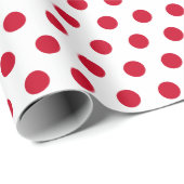 Papier Cadeau Papier blanc rouge à enveloppement Polkadot (Coin rond)