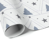 Papier Cadeau Papier Bleu De Vacances Et Étoiles (Coin rond)