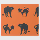 Papier Cadeau Papier brillant à envelopper Chats noirs Halloween (Plat)