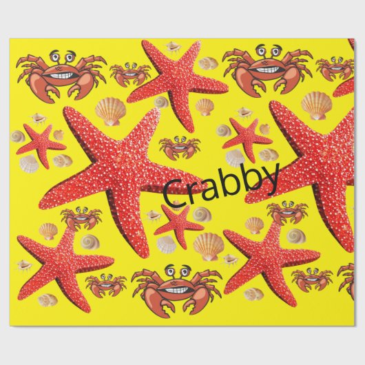 Papier Cadeau Papier brillant à envelopper, Crabes Starfish roug (Plat)