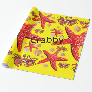 Papier Cadeau Papier brillant à envelopper, Crabes Starfish roug