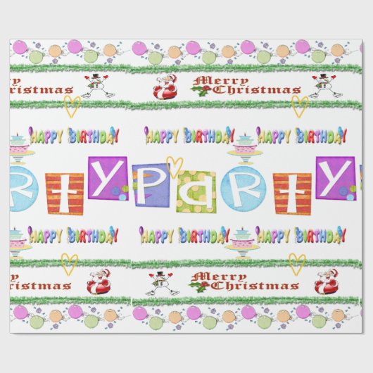 Papier Cadeau Papier brillant à envelopper Joyeux Noël Anniversa (Plat)