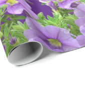 Papier Cadeau Papier brillant à envelopper, Mouton Floral violet (Coin rond)