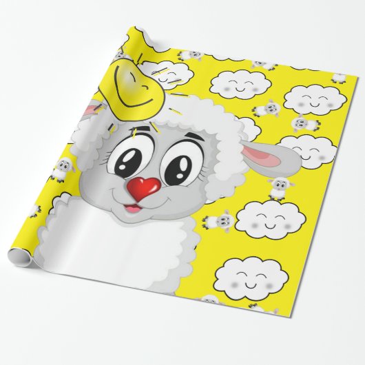Papier Cadeau Papier brillant à envelopper, nuages de mouton sol (Déroulé)
